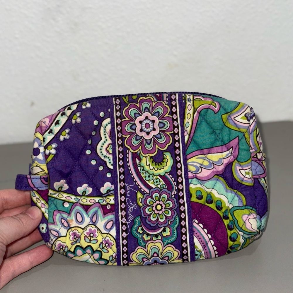 Vera Bradley Purple and Green Paisley Cosmetic Bag